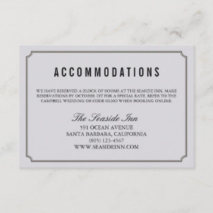 Recepción Moderna tarjeta de alojamiento elegante de Wedding