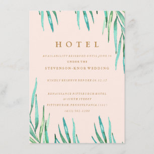 Recepción Moderna tarjeta de hotel Tropical Beach Wedding