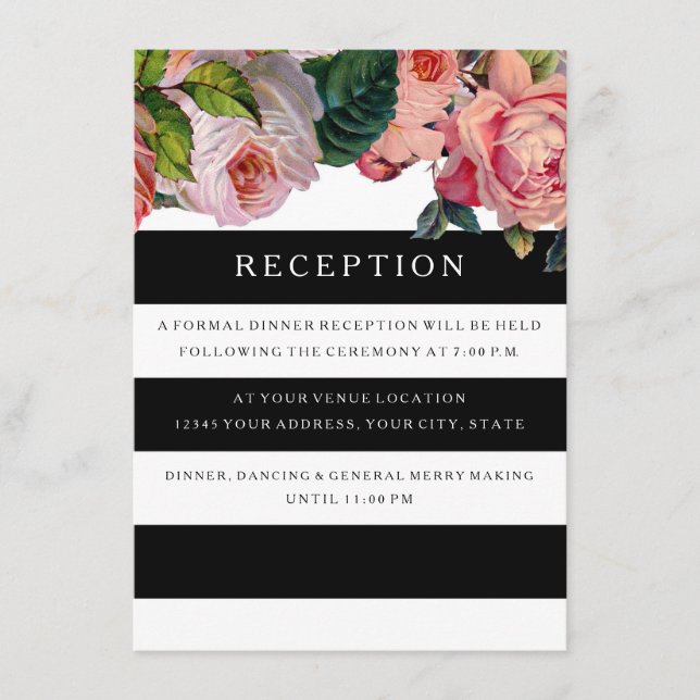 Recepción MODERNO Chic Rayas Anchas con Rosas Vint (Anverso)