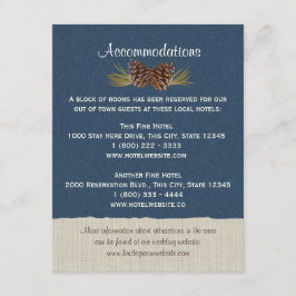 Recepción Monos de pino y tarjeta de información Burlap Azul