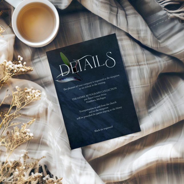 Recepción Moody de la tarjeta de detalles del Boda botánico  (Subido por el creador)