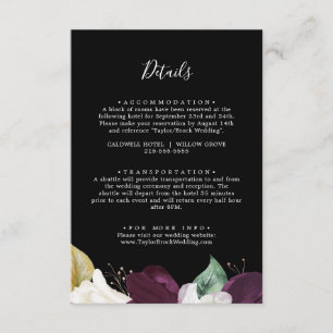 Recepción Moody Purple Black Boda Detalles Tarjeta de Gabine