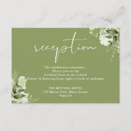 Recepción Moss Green Floral Script Wedding