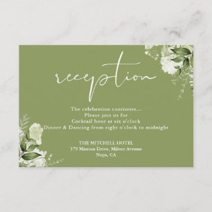 Recepción Moss Green Floral Script Wedding