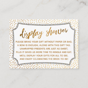 Recepción Mostrar tarjeta de regalo Bridal Shower Faux Gold 
