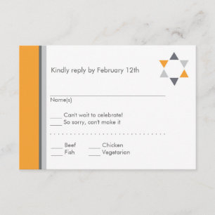 Recepción Naranja de la tarjeta de respuesta Mitzvah de Star