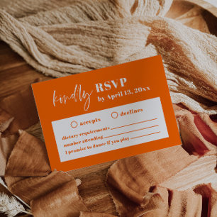 Recepción Naranja moderno negrita Boda RSVP Tarjeta de Gabin