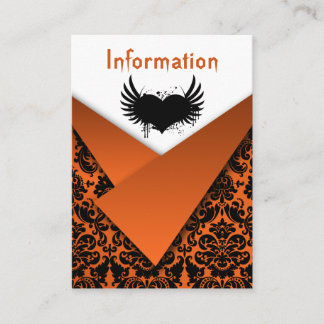 Recepción Naranja, tarjeta de envoltorio de matrimonio para