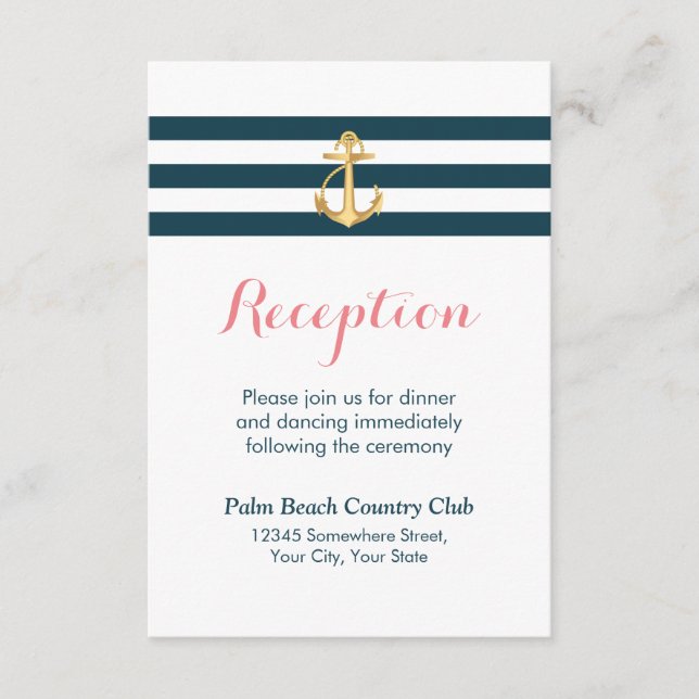 Recepción Nautical Gold Anchor Wedding (Anverso)