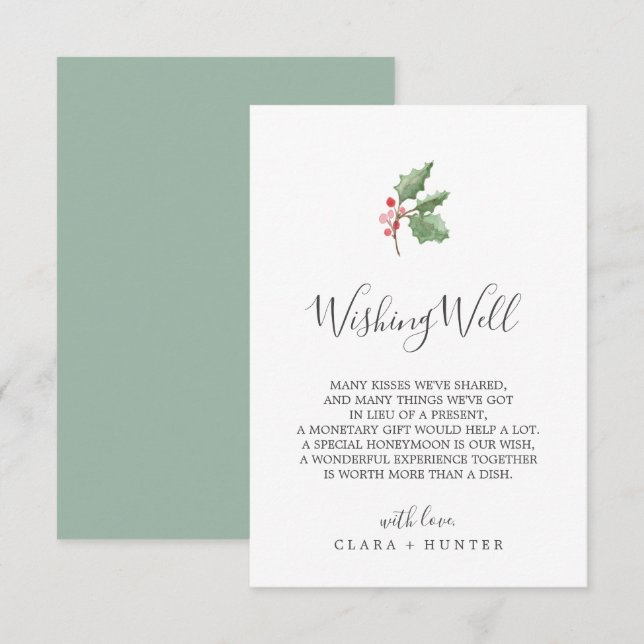 Recepción Navidades Boda de Verdor Deseando Buena Tarjeta (Anverso / Reverso)