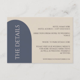 RECEPCIÓN NAVY & PEACH ARCH BODA DETALLES DE LA TARJETA DE I