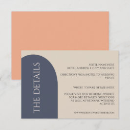 RECEPCIÓN NAVY & PEACH ARCH BODA DETALLES DE LA TARJETA DE I