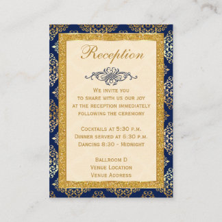 Recepción Navy, Purpurina Gold FAUX, Tarjeta de cierre de de