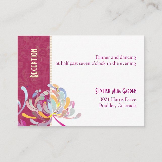 Recepción o registro de la boda floral de Fuchsia (Anverso)