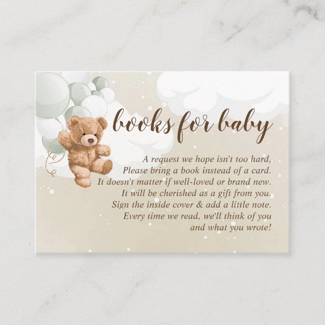 Recepción Oso de peluche con globos de salvia para tarjeta d (Anverso)