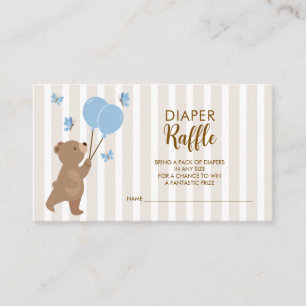 Recepción Oso de rifa de pañal Tarjeta de globos azules