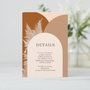 Recepción Pampas Grass Boda Detalles Tarjeta de Gabinete
