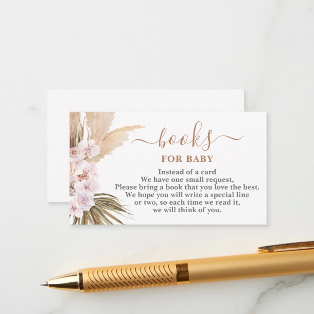 Recepción Pampas Grass Books para la tarjeta de bebé (Anverso/Reverso In Situ)