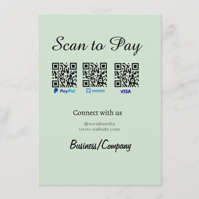 Recepción paypal venmo tarjeta visa código QR de pago redes  (Anverso)