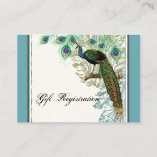 Recepción Peacock vintage, plumas - Tarjeta de registro de r