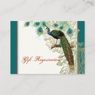 Recepción Peacock vintage, plumas - Tarjeta de registro de r