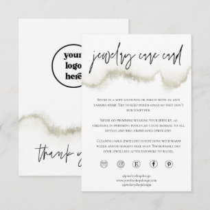 Recepción Pedido de tarjeta de cuidado de joyas de oro Inser