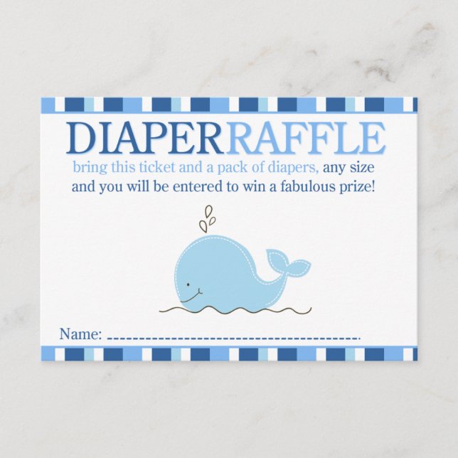 Recepción Pequeña tarjeta Baby Shower Diaper Raffle de balle (Anverso)
