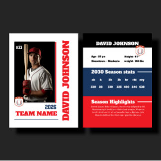 Recepción Perfil de jugador de tarjeta de béisbol roja perso