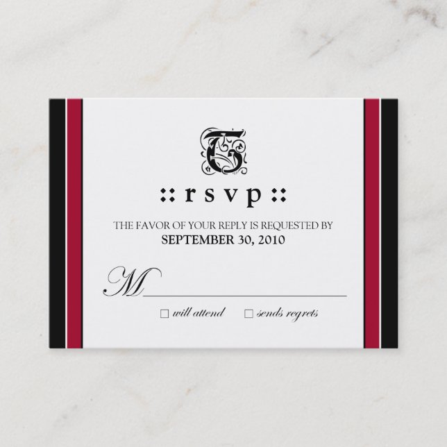 Recepción ::personalizado: Tarjeta RSVP de 3,5 x 2,5" simple (Anverso)