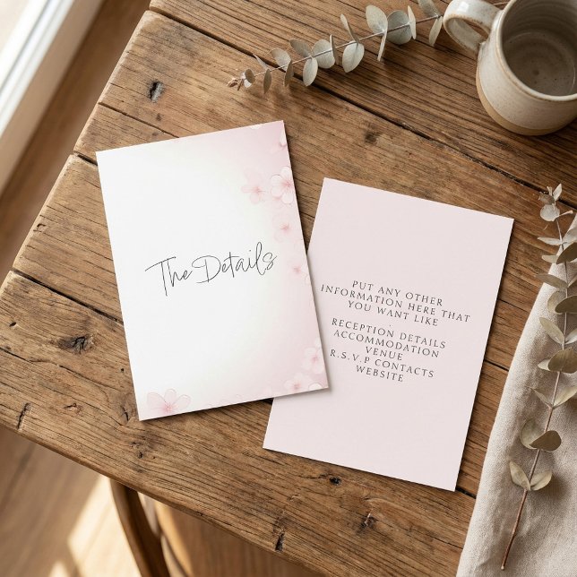 Recepción Pink Cherry Blossom La Tarjeta De Gabinete De Deta (Pink Cherry Blossom The Details Enclosure Card.)