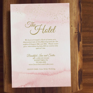 Recepción Pink Watercolor Gold Tipo Tarjeta de Gabinete de H