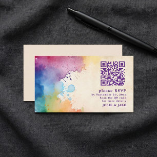 Recepción Pinta salpicaduras RSVP QR Código Tarjeta de gabin