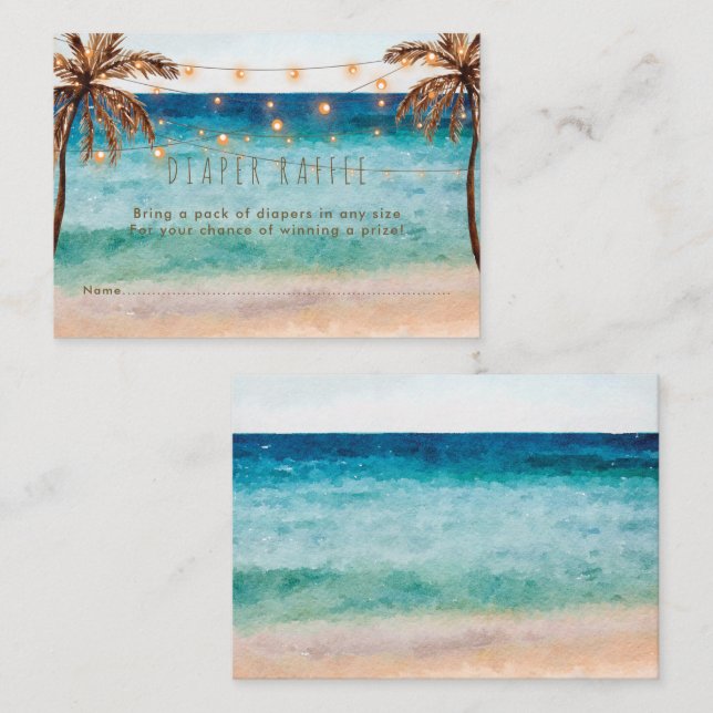 Recepción playa tropical Diaper Raffle tarjeta de alojamient (Anverso / Reverso)