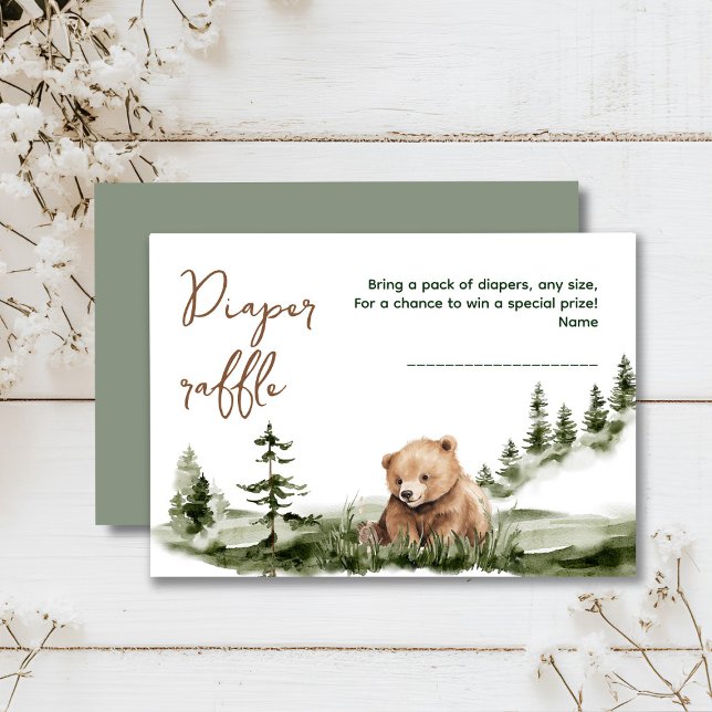 Recepción Podemos esperar con ansias la tarjeta de ducha de  (Cute watercolor forest bear baby shower, woodland theme, sage green, earthy colors, neutral )