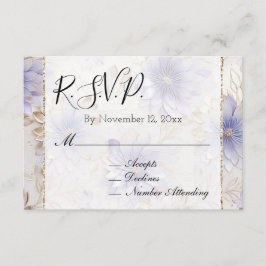 Recepción Preciosa tarjeta de RSVP de boda floral dorada per