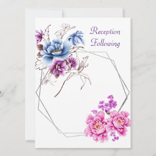 Recepción Purple Floral Delight con tarjeta
