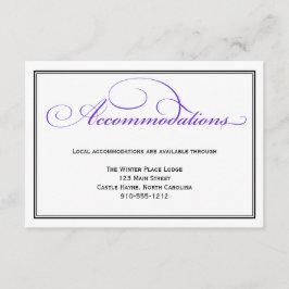 Recepción Púrpura tarjeta de detalle de alojamiento Boda for