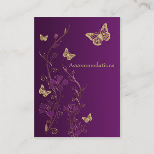Recepción Púrpura, tarjeta de envoltura de mariposas florale