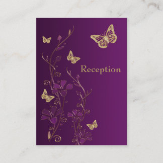 Recepción Púrpura, tarjeta de envoltura de mariposas florale