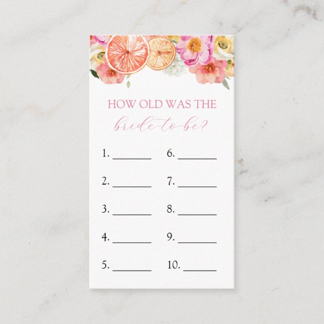 Recepción Qué edad tiene la tarjeta de juego Bride to Be (Anverso)