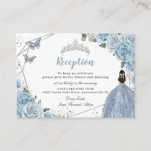 Recepción Quinceañera Floral de plata azul bebé