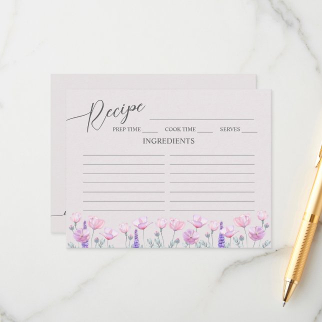 Recepción Receta de ducha de novia con tarjeta de inscripció (Anverso/Reverso In Situ)