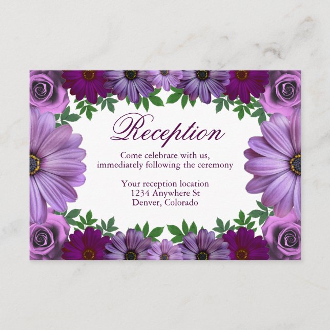 Recepción Regal Purple Floral Wedding (Anverso)