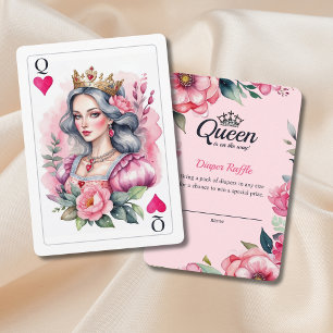 Recepción Reina De Corazones Jugando Tarjeta De Diapaje Rosa