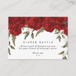 Recepción roses rojas floral Diaper Raffle tarjeta de gabine