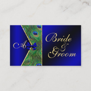 Recepción Royal Blue Peacock Boda Brigada Tarjeta de Negocio