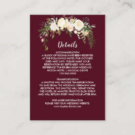 Recepción Royal Ivory Floral Escudo Burgundy Tarjeta de inse