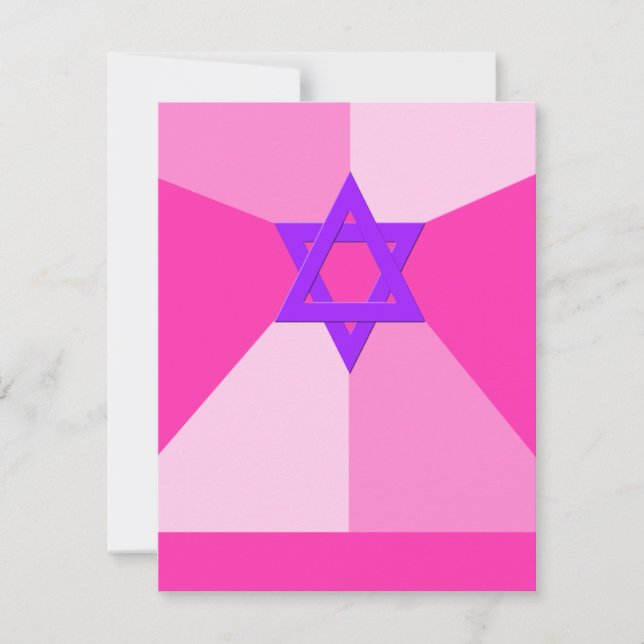 Recepción RSVP Bat Mitzvah Invitación Rosa (Anverso)