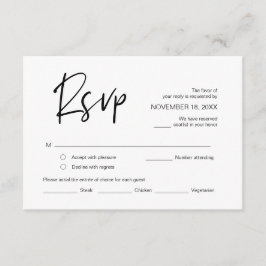Recepción RSVP de boda, con opciones de comida, tarjeta de r