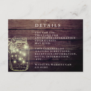 Recepción rural Mason Jar de Madera Rústica